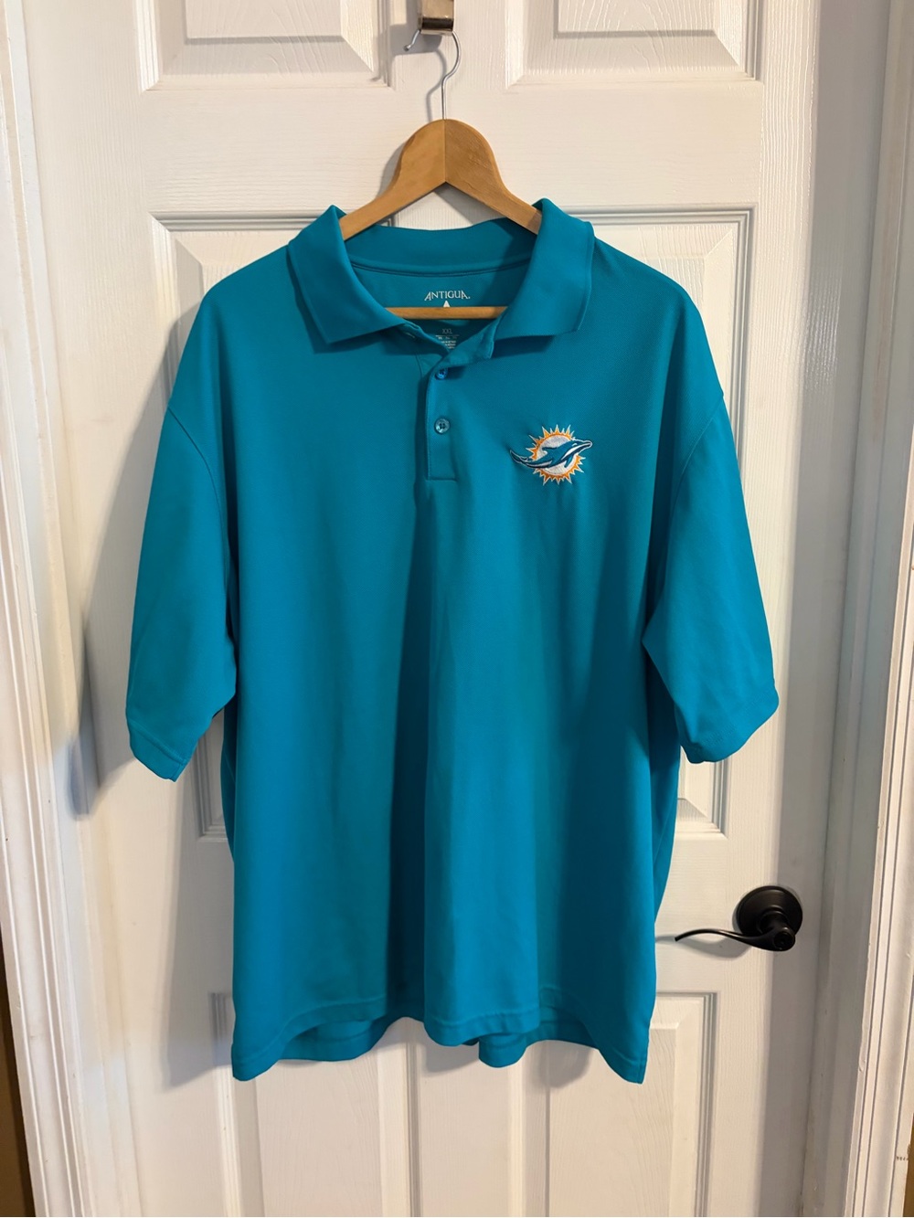 Antigua Miami Dolphins Legacy Polo Shirt Mens XXL Teal Aqua NFL Golf Embroidered